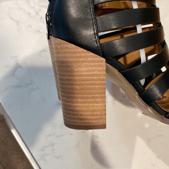 DV by Dolce Vita black Bailey caged stacked heel sandal rocker date size 4.5 - Picture 5 of 9